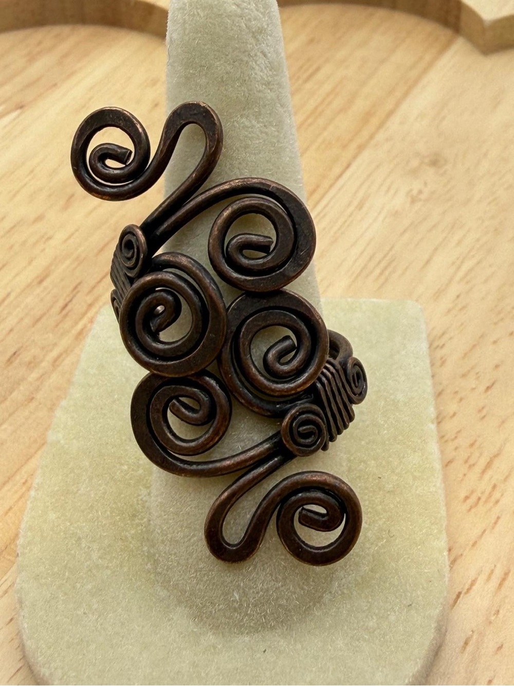 Handcrafted Swirl Statement Ring in Antique Copper Tone